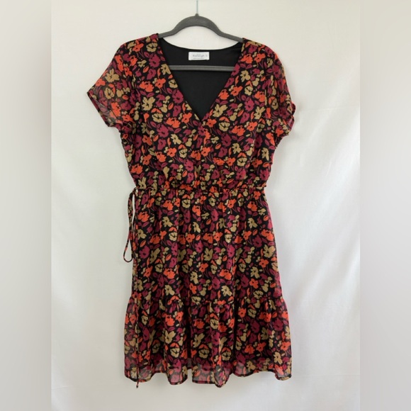 Kaileigh “Fall for you” mini faux wrap short sleeve dress bottom ruffle … - Picture 8 of 15